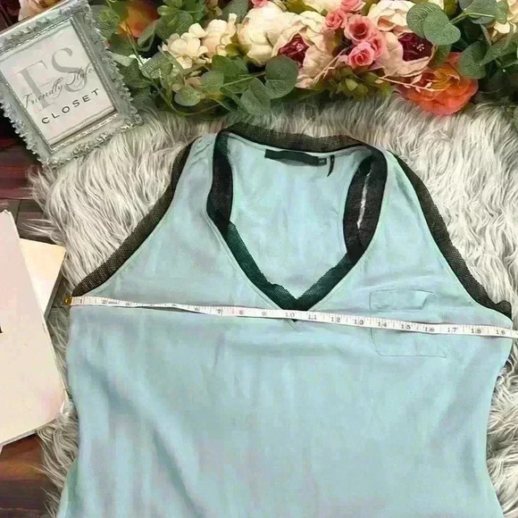 L.A.M.B by Gwen Stefani Blue Racerback Fishnet Accent Top, PS - Picture 5 of 7